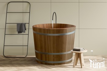 OFURO HOLZBADEWANNE RUND, Wunderschöne runde Form bei Holzbottich