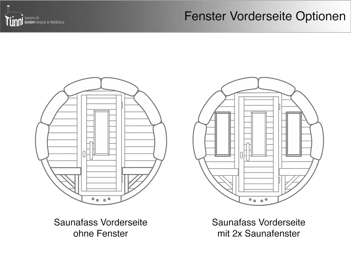 Saunafass Vorderseite Fenster Optionen