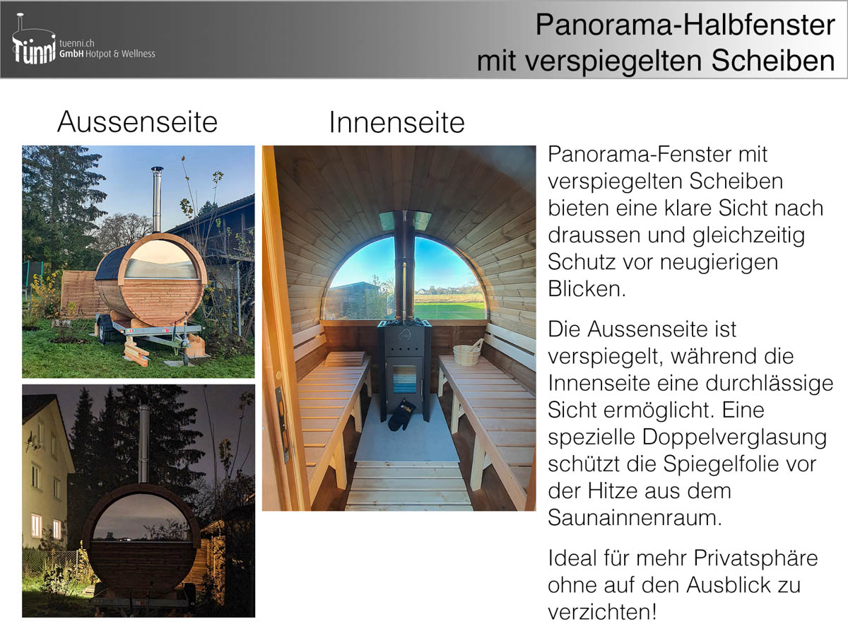 Saunafass Rückseite Fenster Verspiegelt
