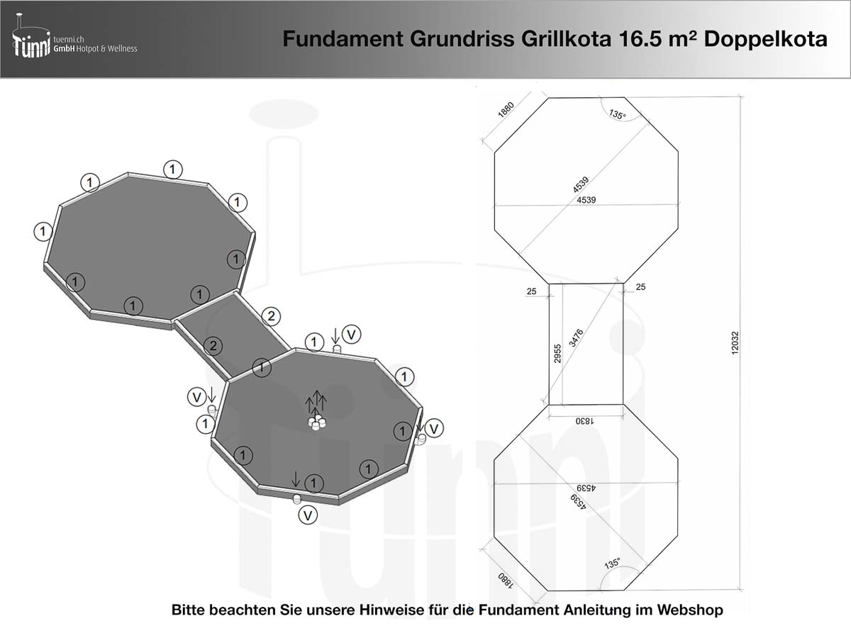 Fundamentplan Grillkota Konisch 16.5 m²