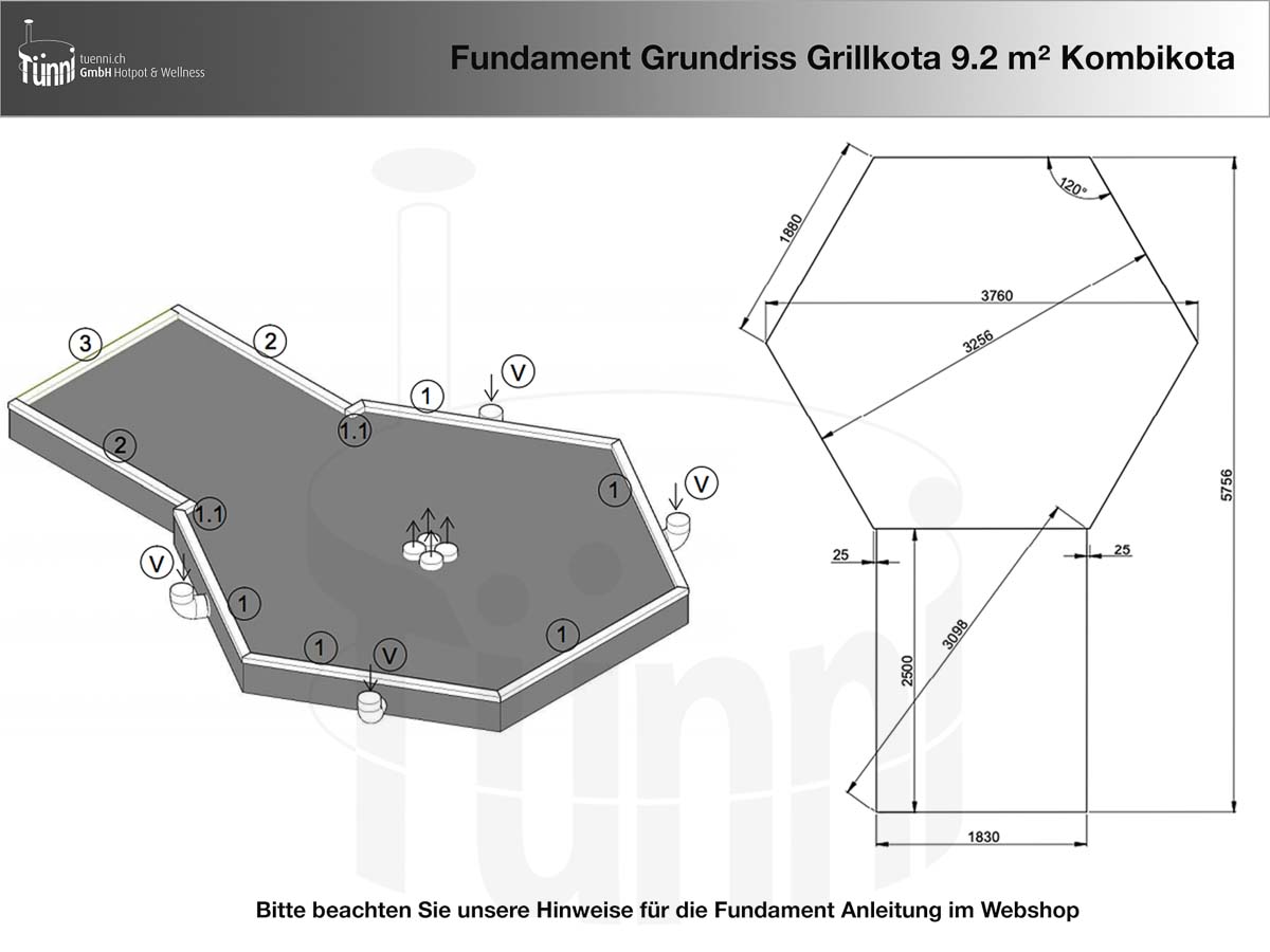 Fundamentplan Kombikota 9.2m²