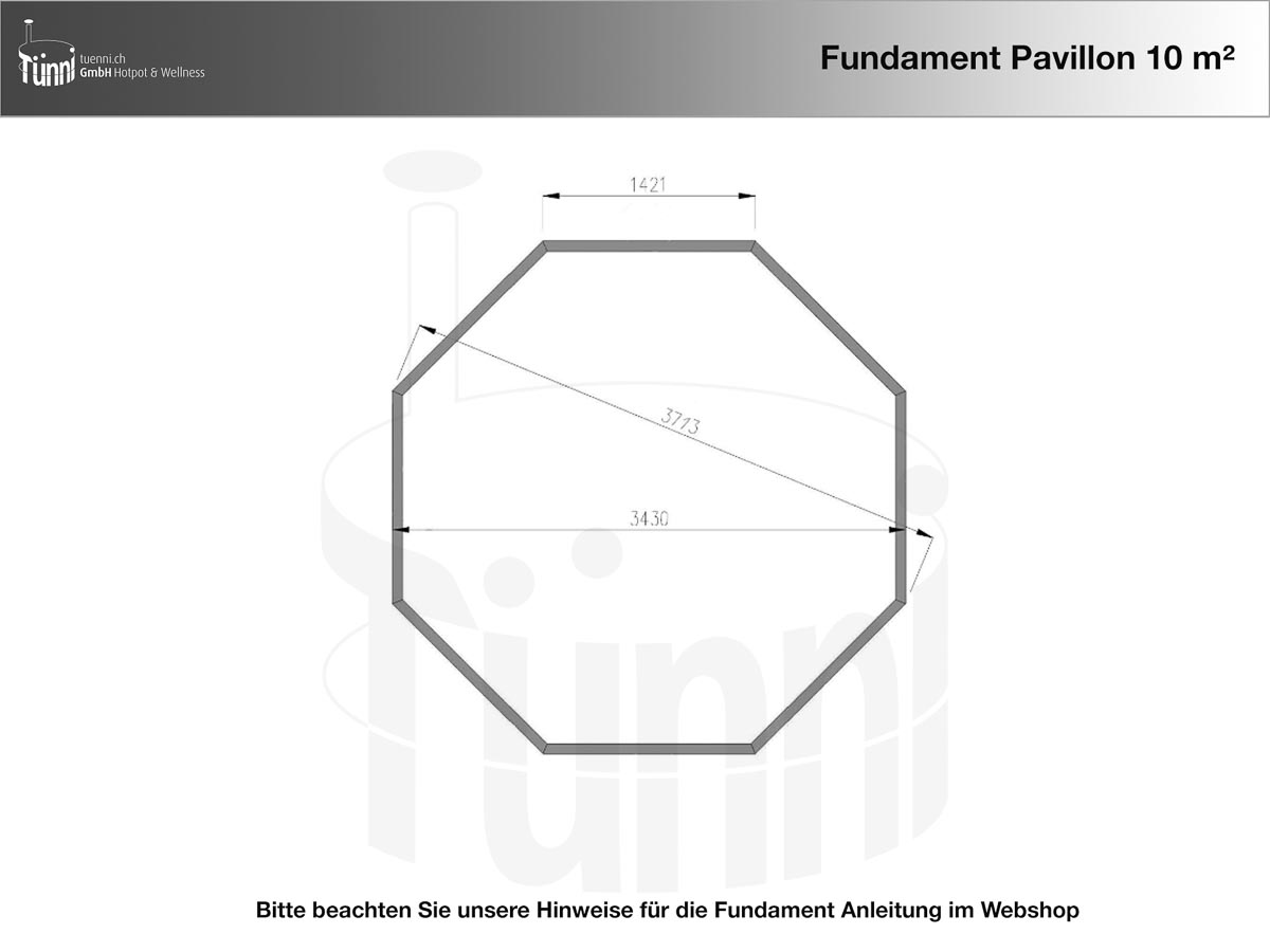 Fundamentplan Pavillon 10 m²