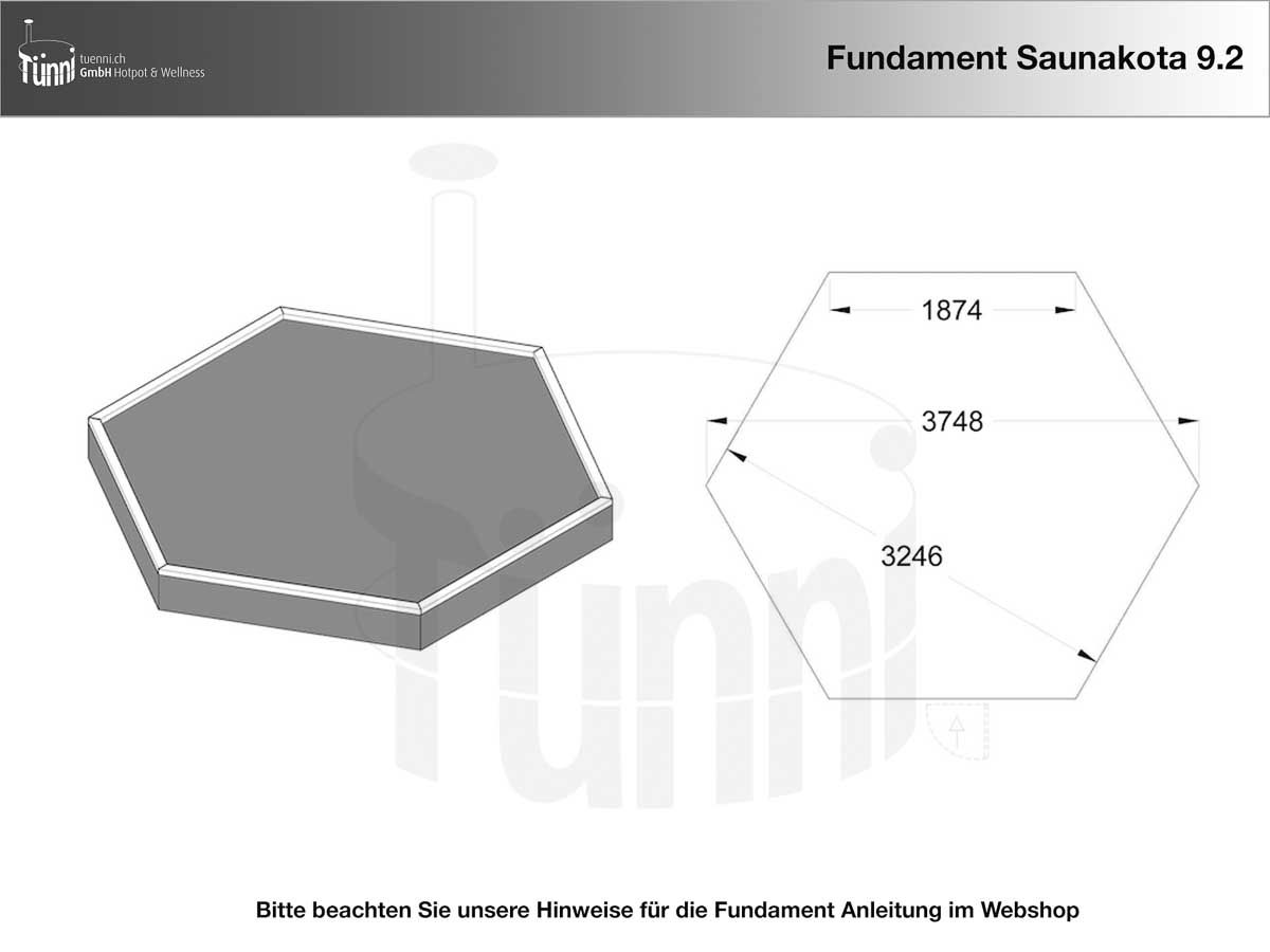 Fundamentplan Saunakota 9.2 m²