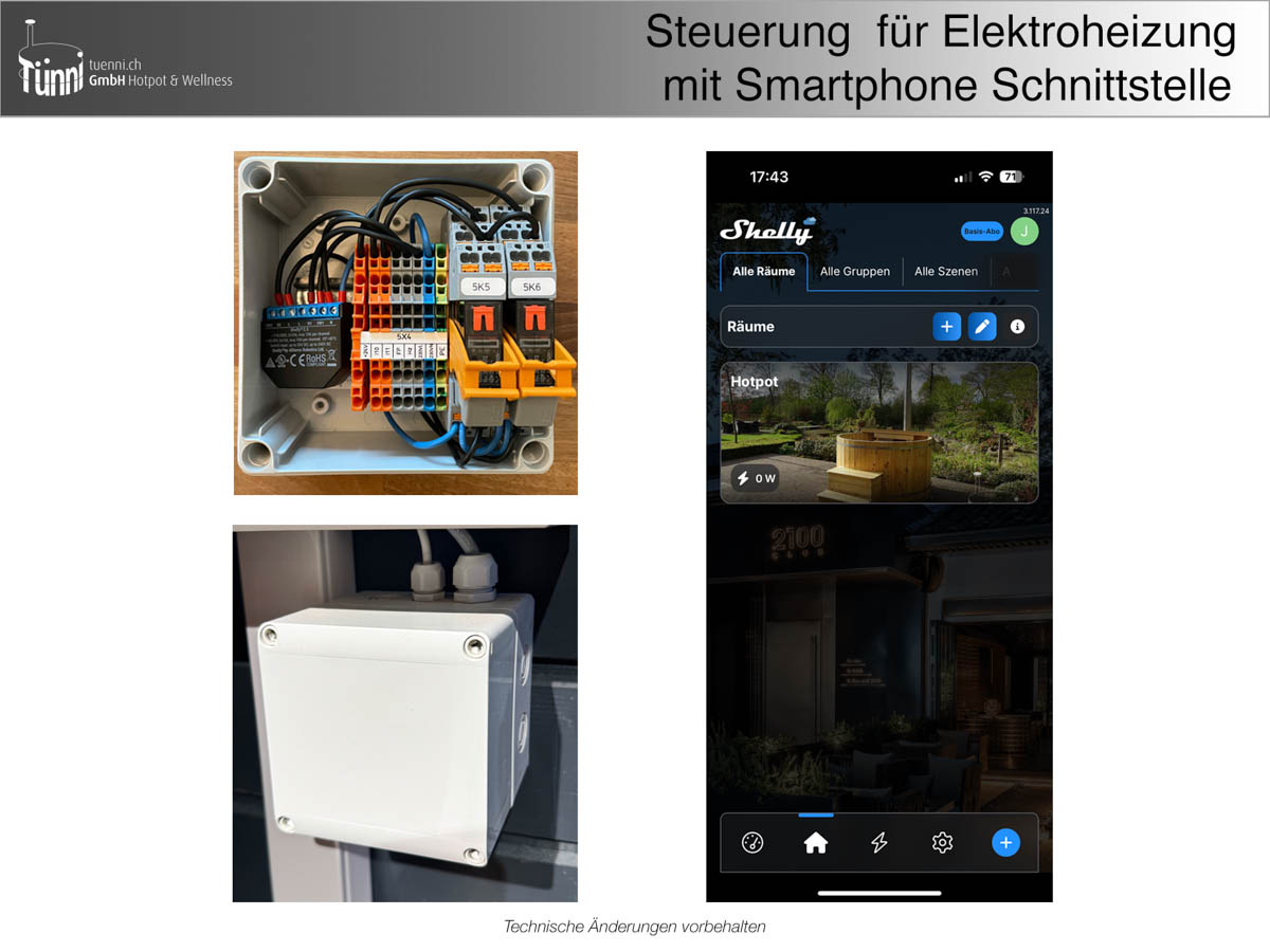 Hotpot Elektroheizung Bedienung mit Smartphone