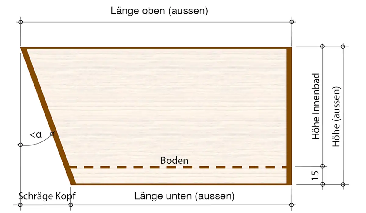 Ofuro Rechteck - Kopfende Schräg
