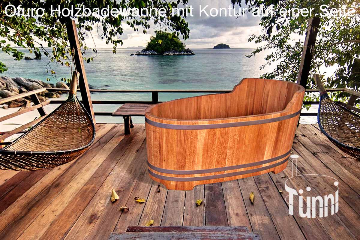 Ofuro Holzbadewanne - Kontur auf einer Seite
