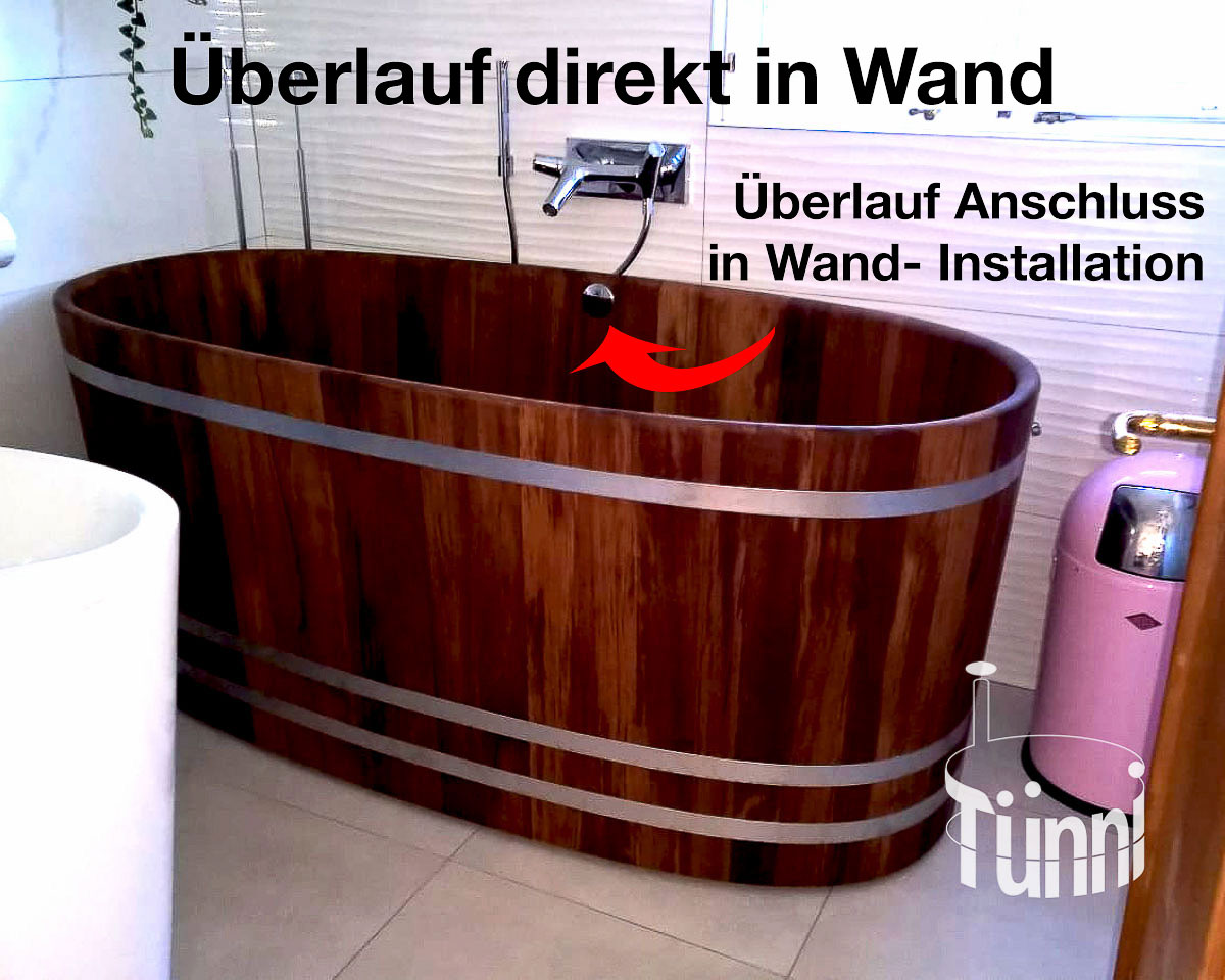 Ofuro Holzbadewanne Überlauf in Wand