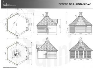 Zeichnung 9.2 m² offene Grillkota