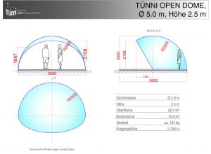 OPEN DOME, Ø 5 m, Höhe 2.5m