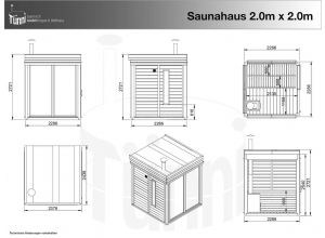 Zeichnung: Sauna Cube 2.0m x 2.0m