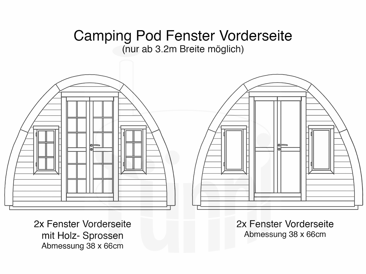 Camping Pod - Vorderseite Fenster