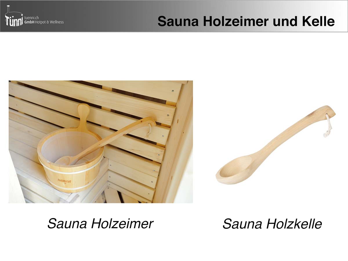 Sauna Holzeimer und Holzkelle