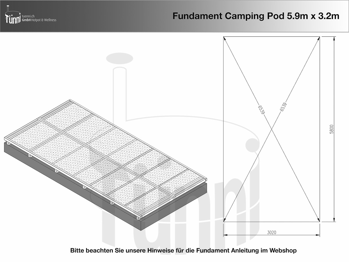 Fundamentplanung für Campingpod 5.9m x 3.2m