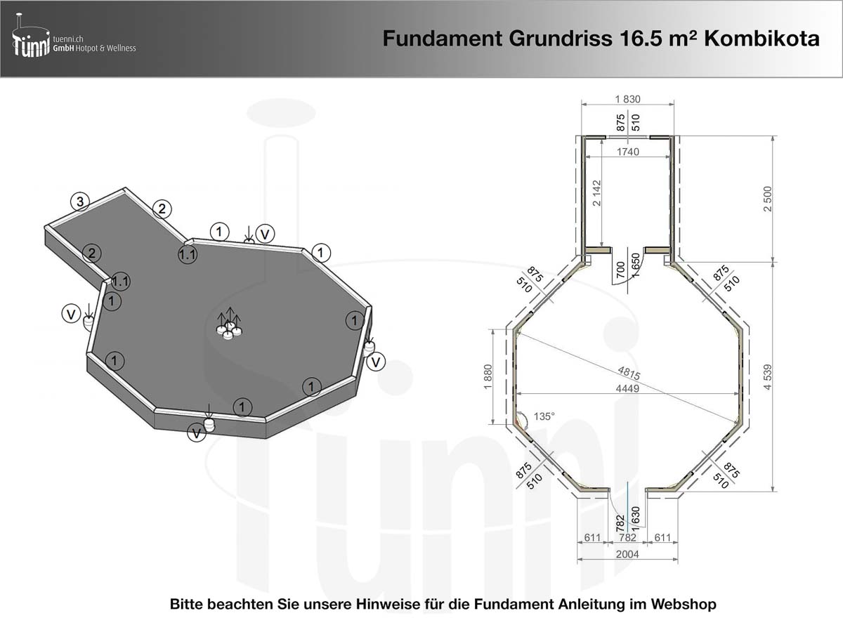Fundamentplan Grillkota Konisch 16.5 m²