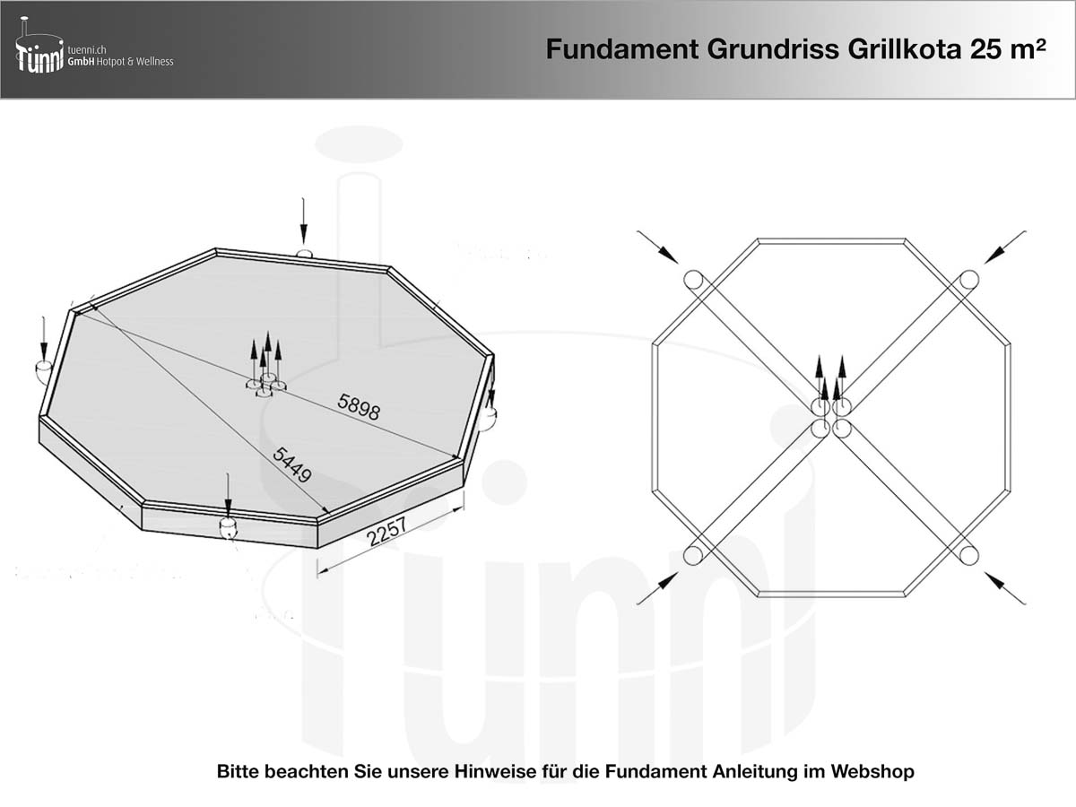Fundamentplan Grillkota 25 m²