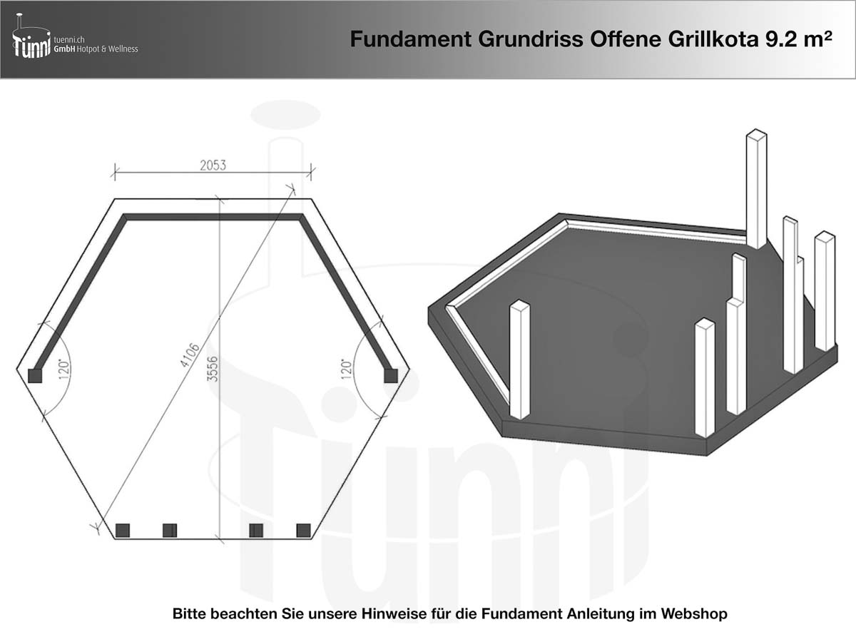Fundamentplan Grillkota Konisch 9.2 m²