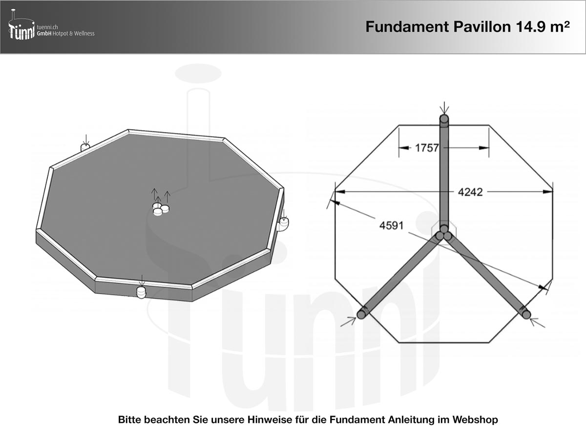 Fundamentplan Pavillon 14.9 m²