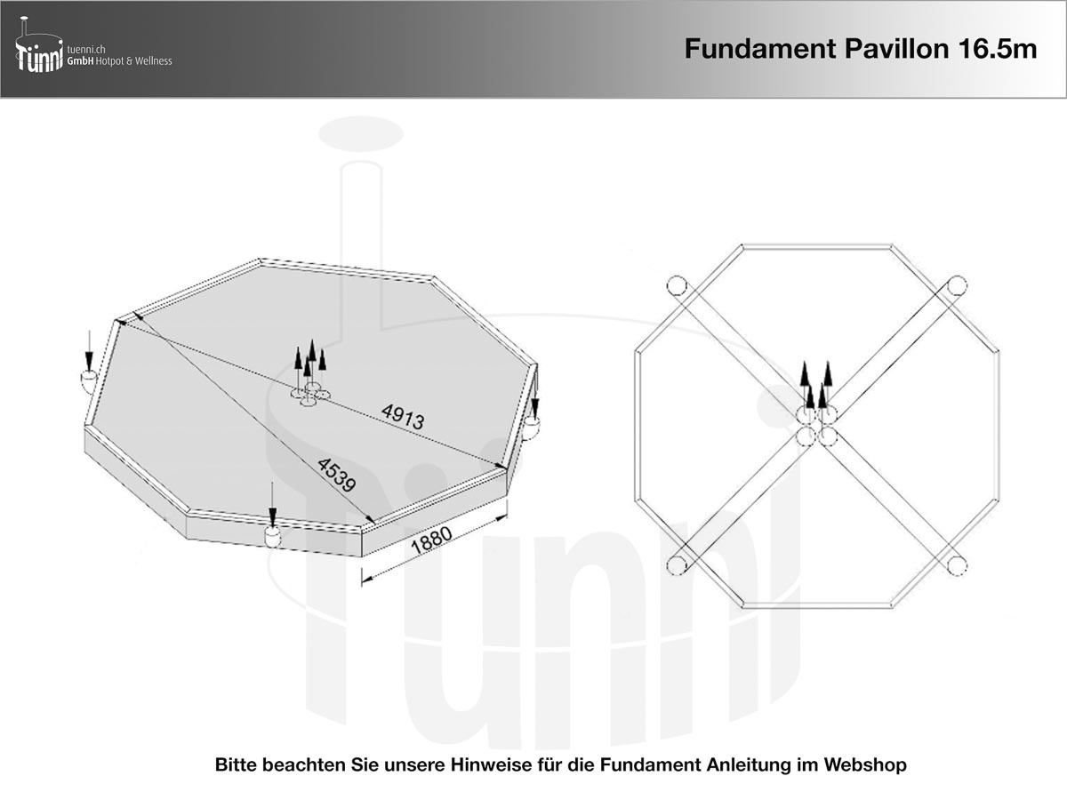 Fundamentplan Pavillon 16.5 m²