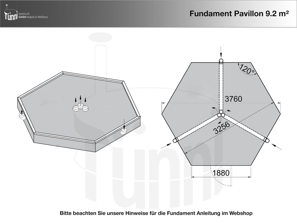 Fundamentplan Pavillon 9.2 m²