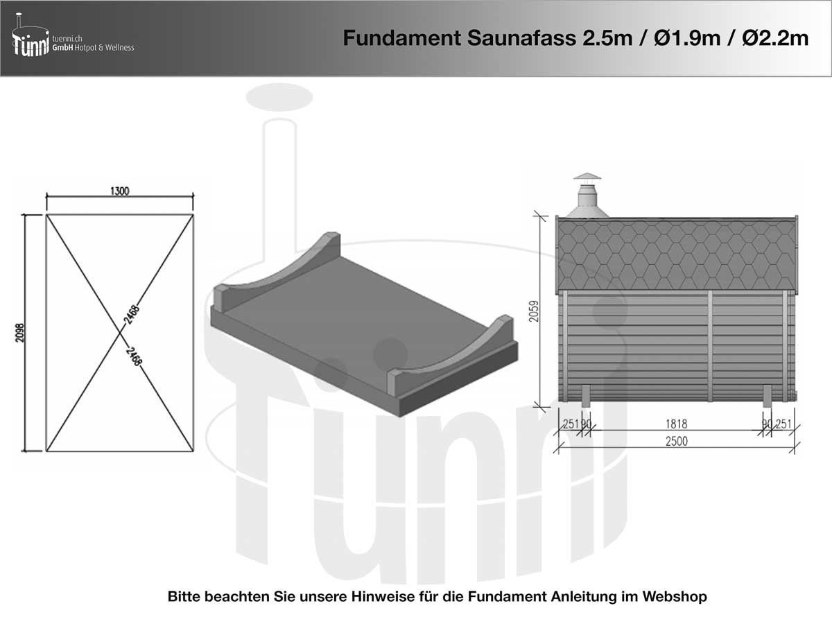 Fundament Saunafass 2.5m Länge
