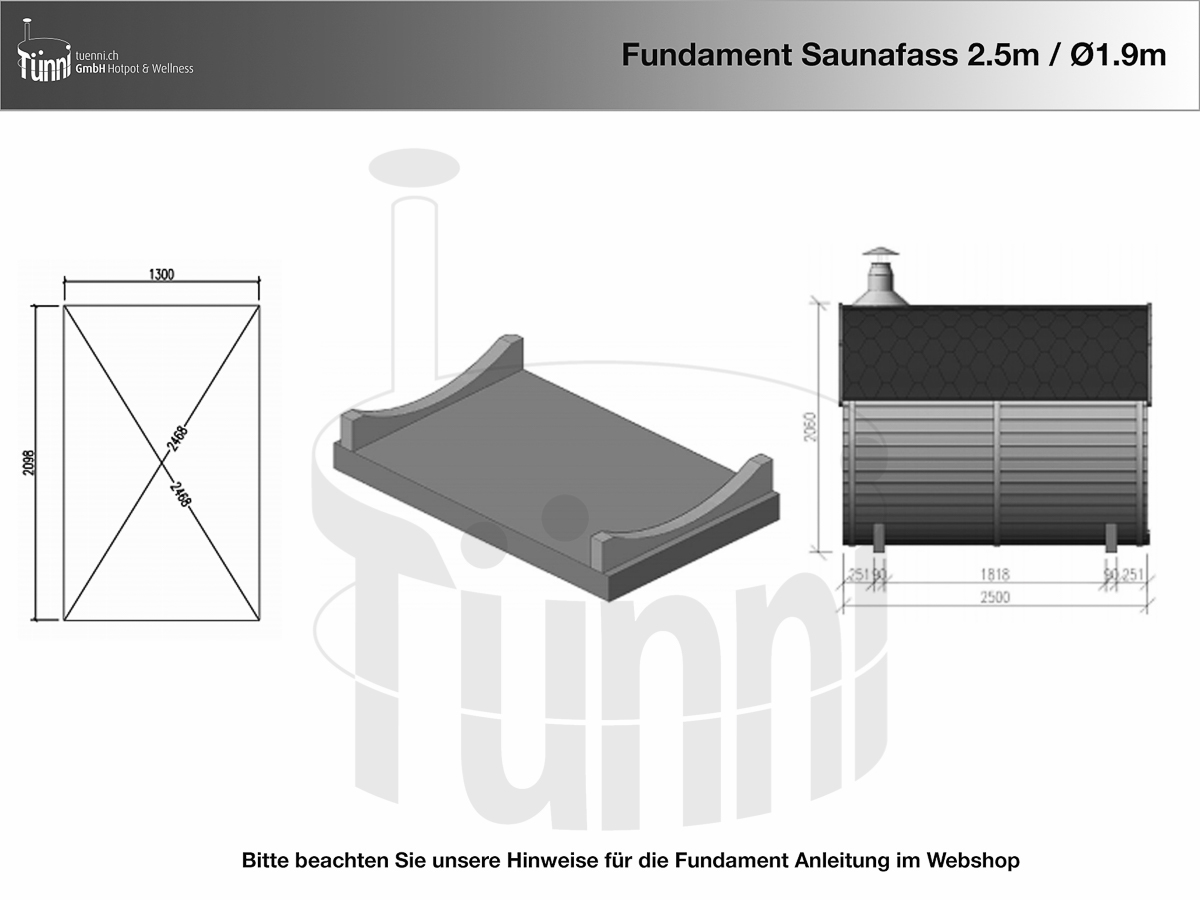 Fundament Saunafass 2.5m Länge