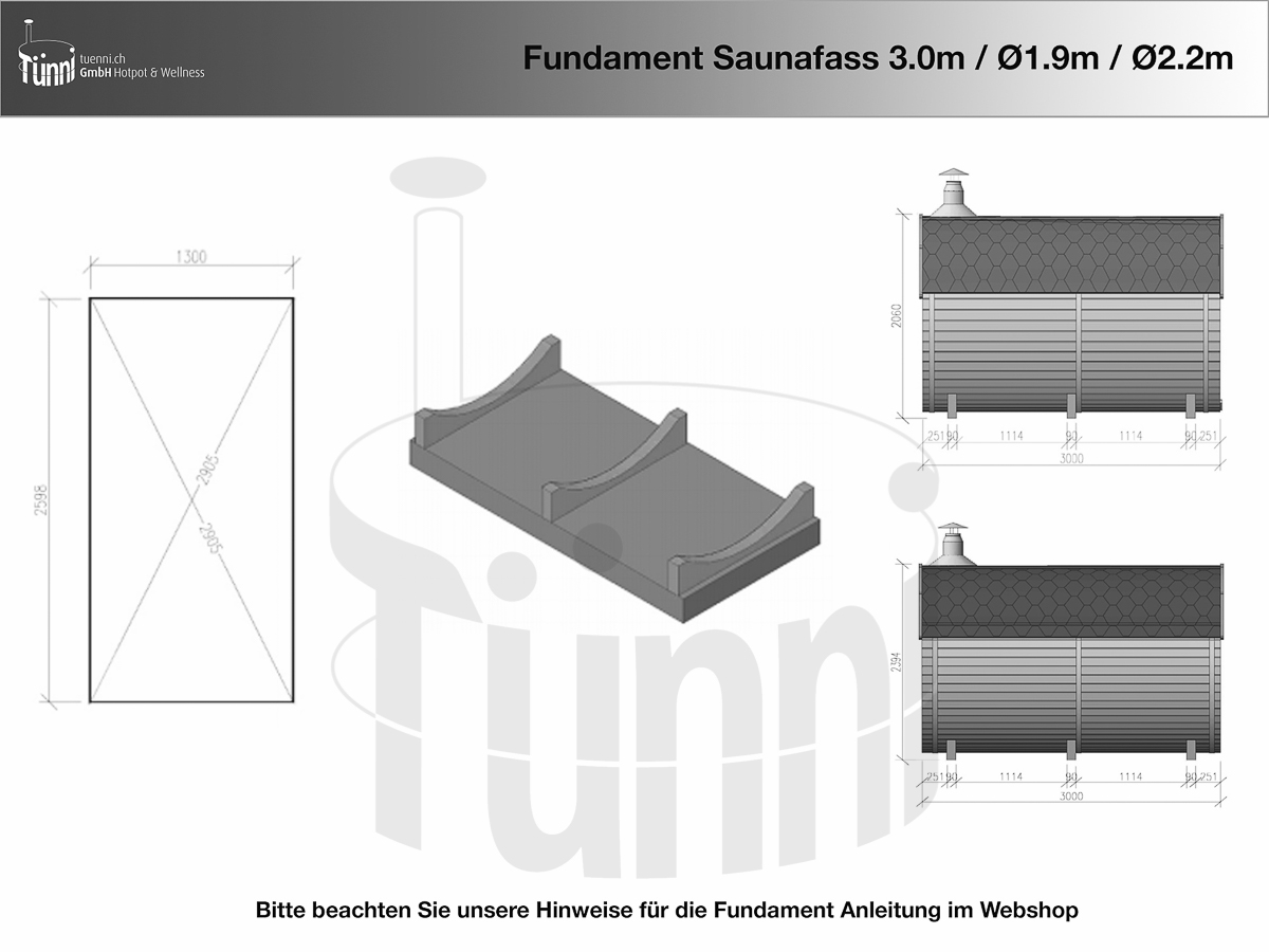 Fundament Saunafass 3.0m Länge
