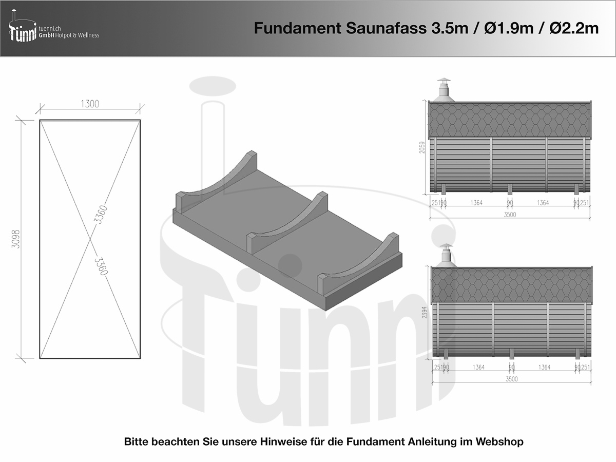 Fundament Saunafass 3.5m Länge