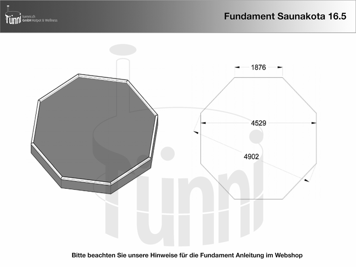 Fundamentplan Saunakota 16.5 m²