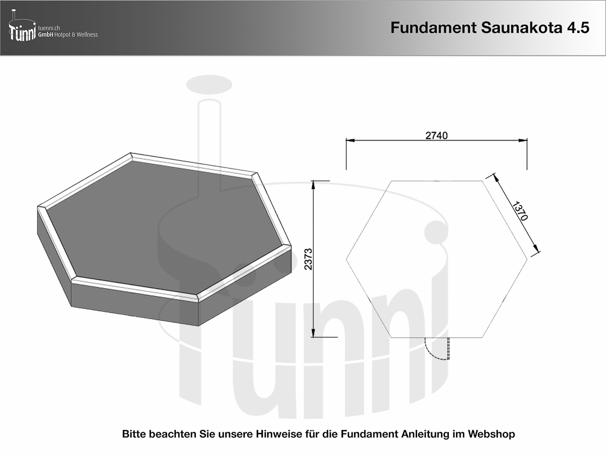 Fundamentplan Saunakota 4.5 m²