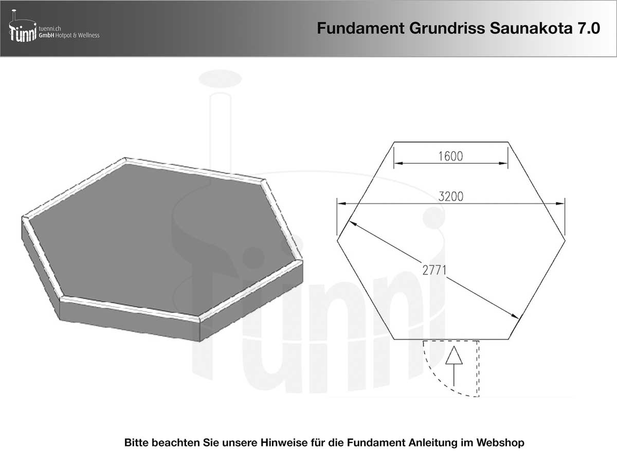 Fundamentplan Saunakota 7.0 m²