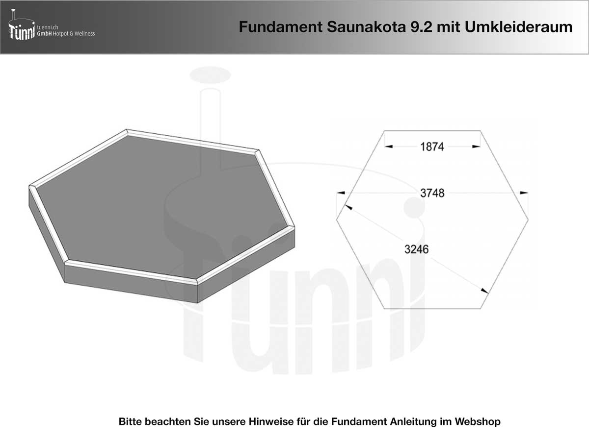 Fundamentplan Saunakota 9.2 m² mit Umkleideraum