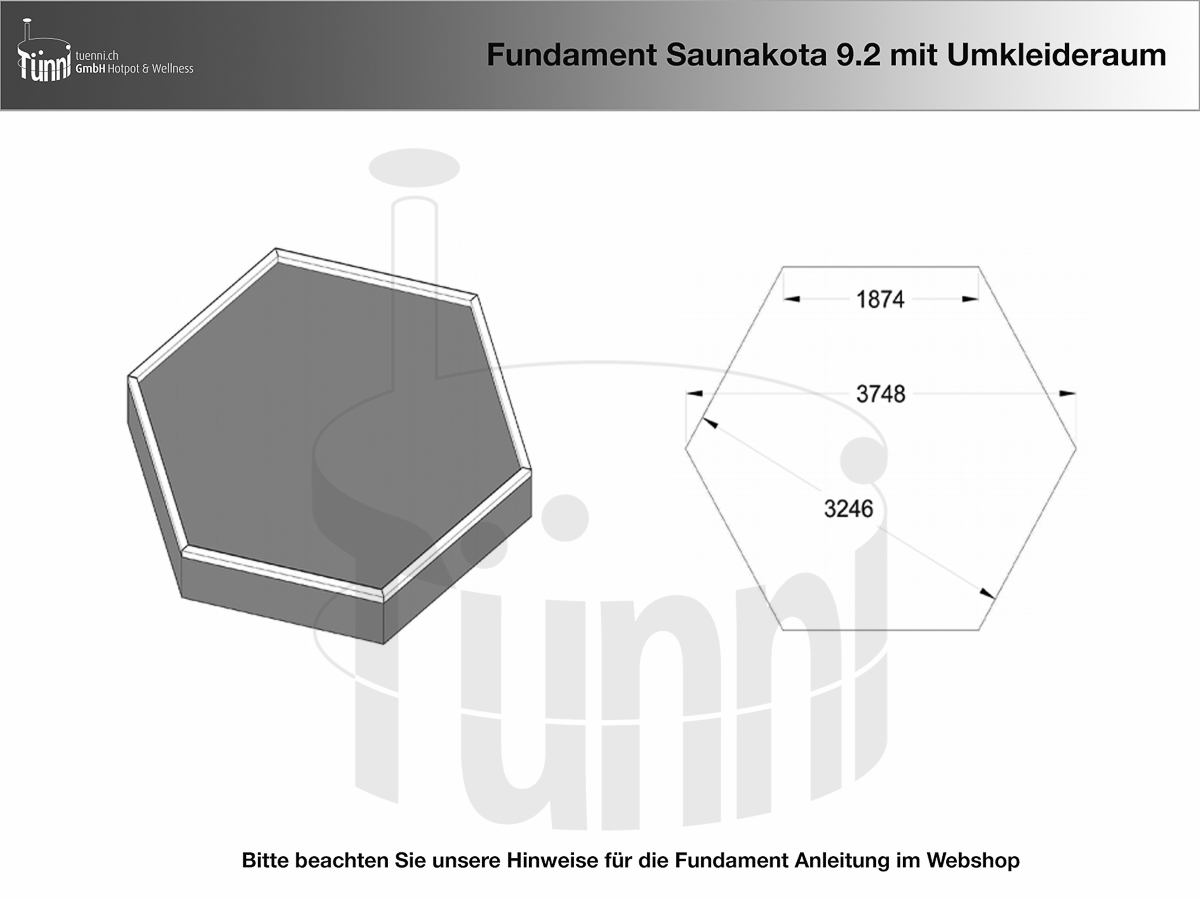 Fundamentplan Saunakota 9.2 m² mit Umkleideraum