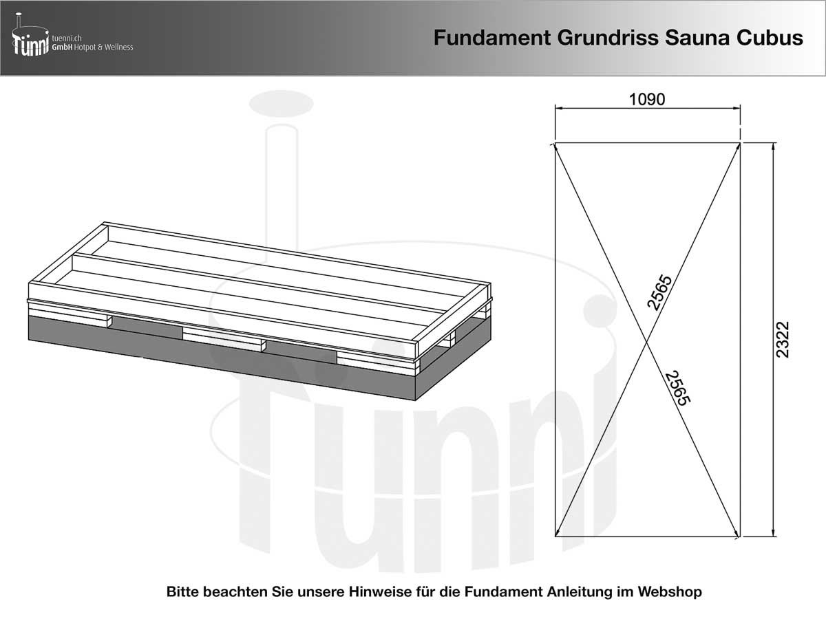 Fundamentplan Sauna Pod 2.4 x 4.0m