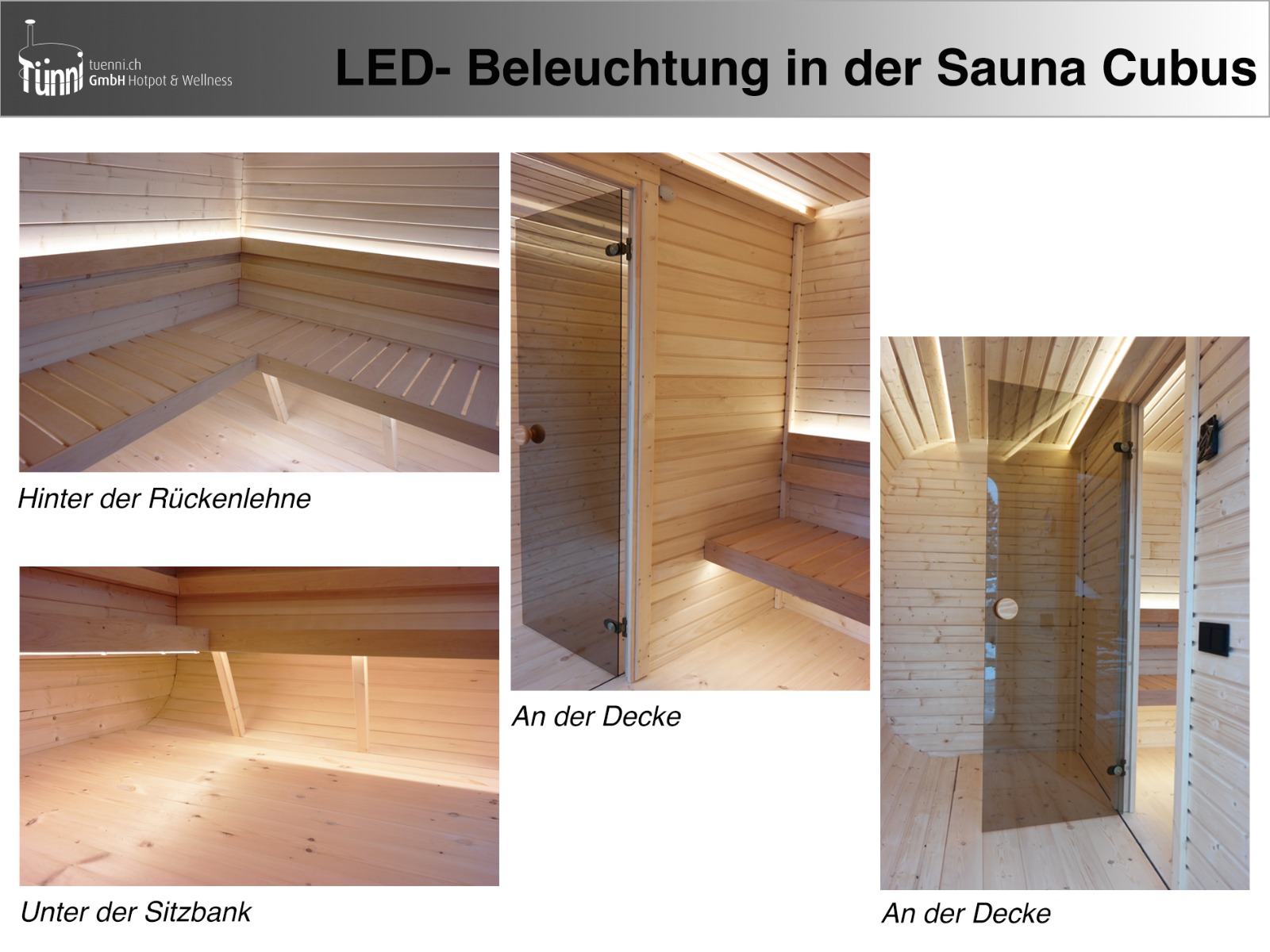 Sauna Cubus Umkleide LED Licht